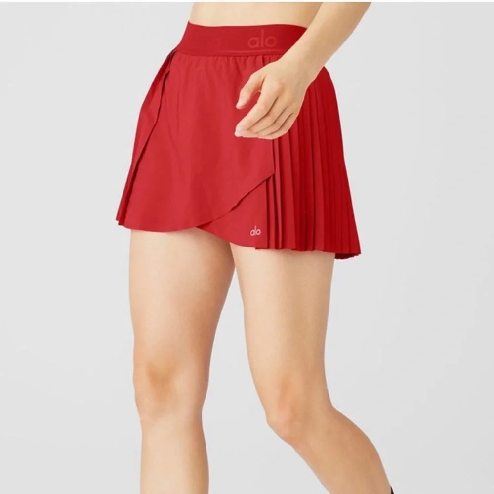 ALO Yoga Red Pleated Mini Skort